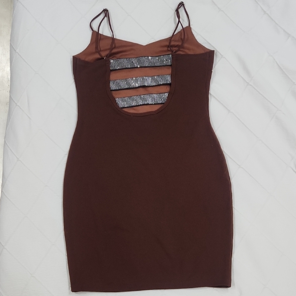 Chic Brown Mini Dress - Picture 3 of 8